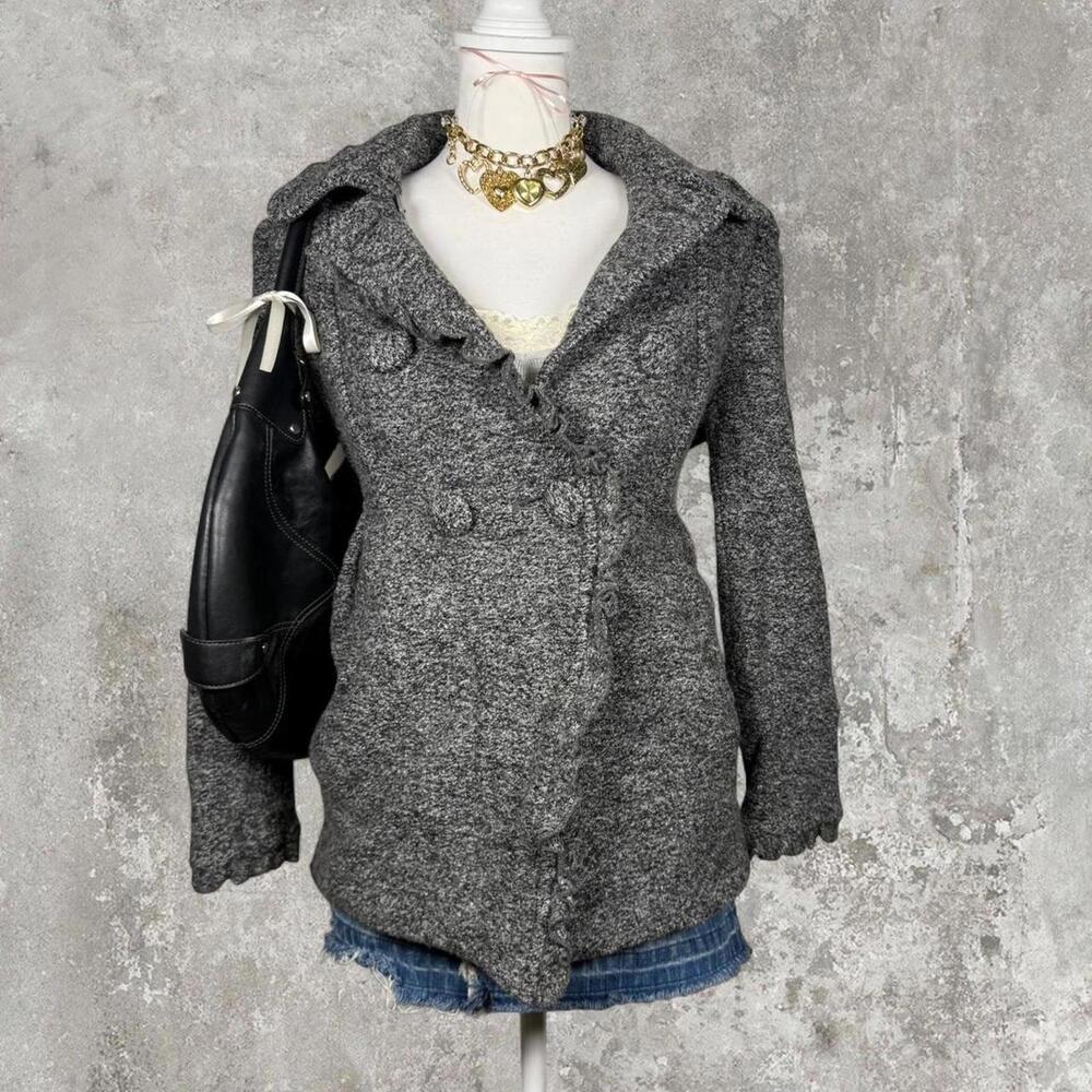 y2k Blair Waldorf inspire wool pea coat with scalloped hem